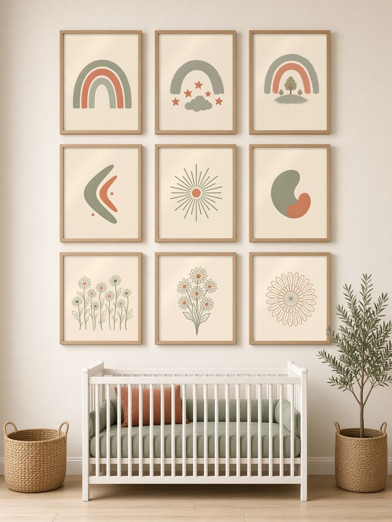 Sage Green Nursery Gallery Wall printable, set of 9