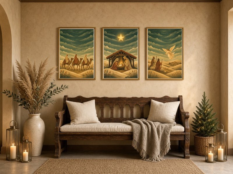 Boho Nativity Print Set printable, set of 3